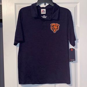 Majestic Chicago Bears Navy Iconic Striated Polo